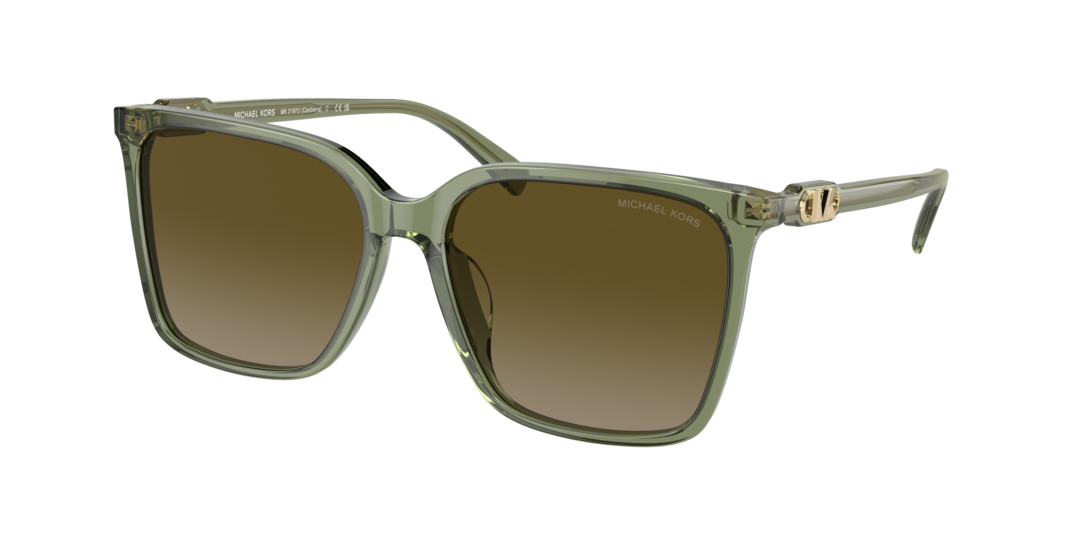 Michael Kors Woman MK2197U CANBERRA 394413 Sunglasses Acetate Green Green Squared Normal Shaded-image